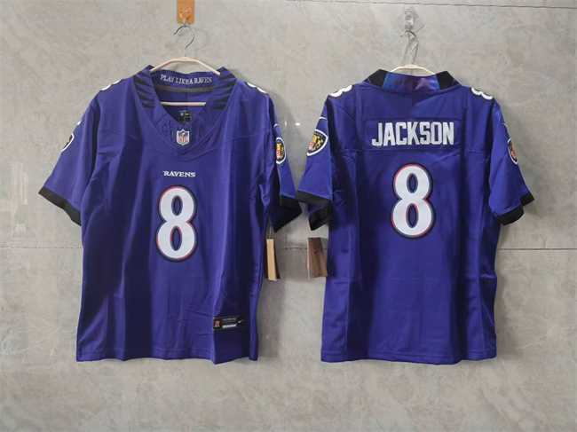 Women%27s Baltimore Ravens #8 Lamar Jackson Purple F.U.S.E. Vapor Jersey(Run Small)