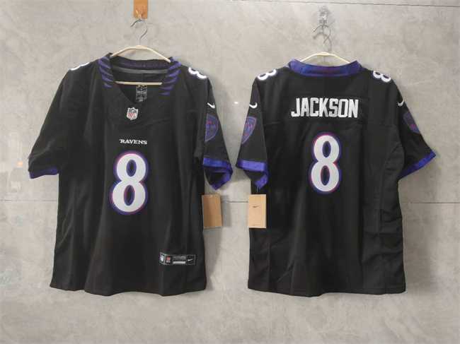 Women%27s Baltimore Ravens #8 Lamar Jackson Black F.U.S.E. Vapor Jersey(Run Small)