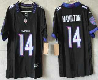 Women%27s Baltimore Ravens #14 Kyle Hamilton Limited Black Vapor FUSE Jersey