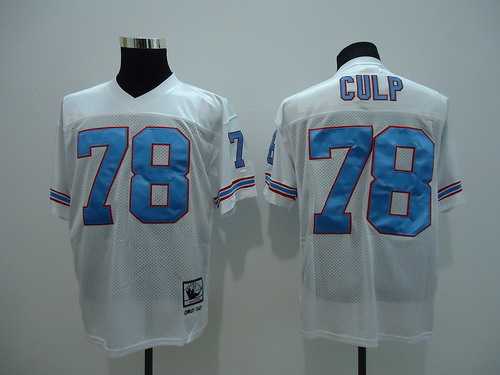 Men%27s Houston Oilers #78 Cuyley Culp White Throwback Stitched Football Jersey