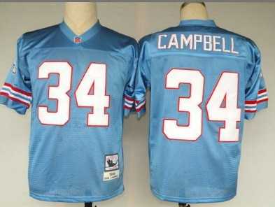 Men%27s Houston Oilers #34 Earl Campbell Light Blue Throwback Stitched Football Jersey
