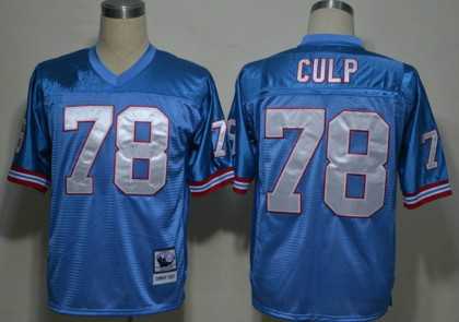 Men%27s Houston Oilers #78 Cuyley Culp Light Blue Throwback Stitched Football Jersey