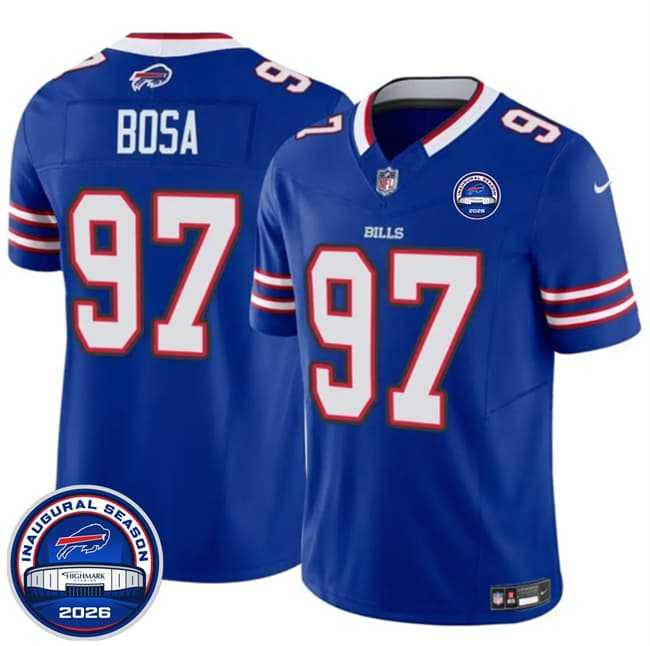 Men%27s Buffalo Bills #97 Joey Bosa Blue F.U.S.E. 2026 Inaugural Season at Highmark Stadium Stitched Jersey Dzhi