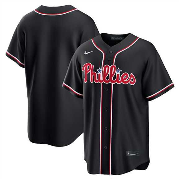 Men%27s Philadelphia Phillies Blank Fashion Black Out Stitched Jersey Dzhi