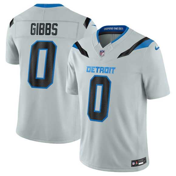 Men%27s Detroit Lions #0 Jahmyr Gibbs Silver 2026 F.U.S.E. Rivalries Collection Limited Stitched Jersey Dzhi