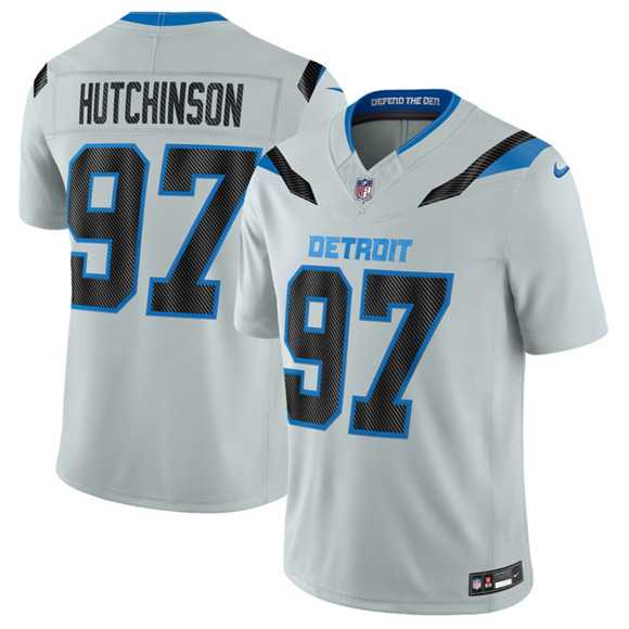 Men%27s Detroit Lions #97 Aidan Hutchinson Silver 2026 F.U.S.E. Rivalries Collection Limited Stitched Jersey Dzhi