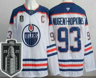 Men%27s Edmonton Oilers #93 Ryan Nugent Hopkins White 2025 Stanley Cup Final Authentic Jersey