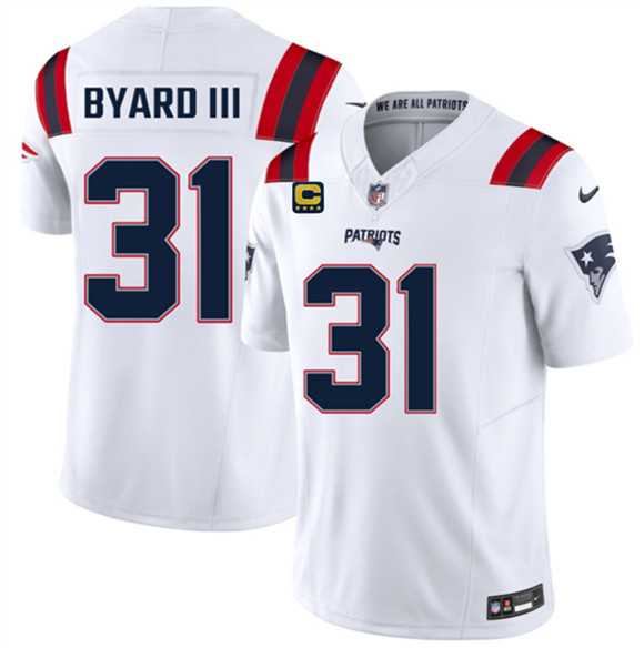 Men%27s New England Patriots #31 Kevin Byard III White 2026 F.U.S.E. 4-Star C Pach Vapor Limited Stitched Jersey Dzhi