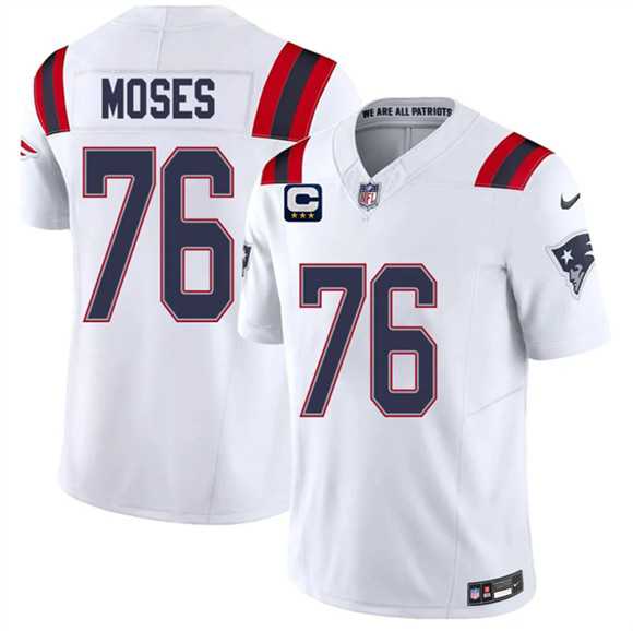 Men%27s New England Patriots #76 KMorgan Moses White 2026 F.U.S.E. 3-Star C Pach Vapor Limited Stitched Jersey Dzhi