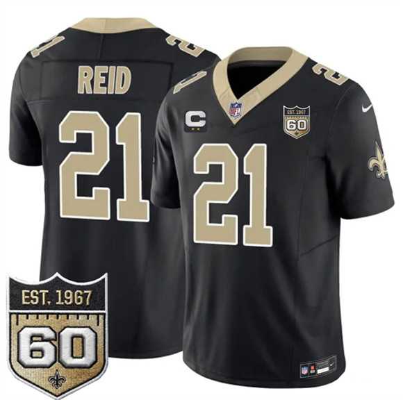 Men%27s New Orleans Saints #21 Justin Reid Black 2026 F.U.S.E With 2-Star C Patch And 60th Anniversary Patch Vapor Limited Stitched Jersey Dzhi