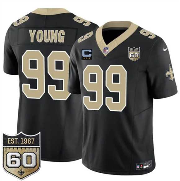Men%27s New Orleans Saints #99 Chase Young Black 2026 F.U.S.E With 3-Star C Patch And 60th Anniversary Patch Vapor Limited Stitched Jersey Dzhi