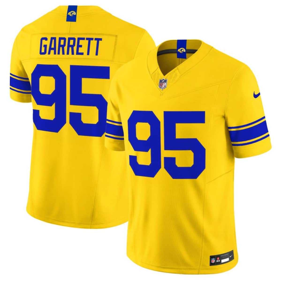 Men%27s Los Angeles Rams #95 Myles Garrett Yellow 2026 F.U.S.E. Vapor Limited Stitched Jersey Dzhi