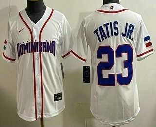 Women%27s Dominican #23 Fernando Tatis Jr White 2026 World Classic Cool Base Jersey