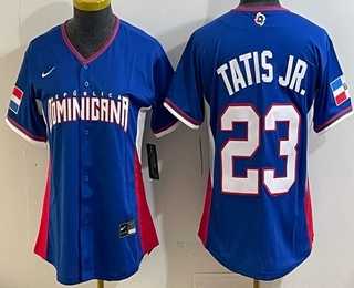 Women%27s Dominican #23 Fernando Tatis Jr Blue 2026 World Classic Cool Base Jersey