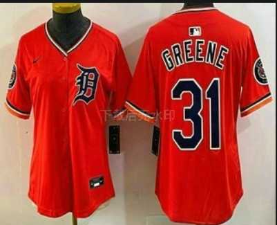 Women%27s Detroit Tigers #31 Riley Greene Orange Stadium Jersey