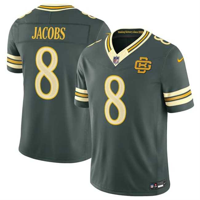 Men%27s Green Bay Packers #8 Josh Jacobs Dark Green 2026 F.U.S.E. Rivalries Collection Limited Stitched Jersey Dzhi