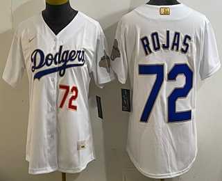 Women%27s Los Angeles Dodgers #72 Miguel Rojas White 2026 Gold Collection Stadium Jersey