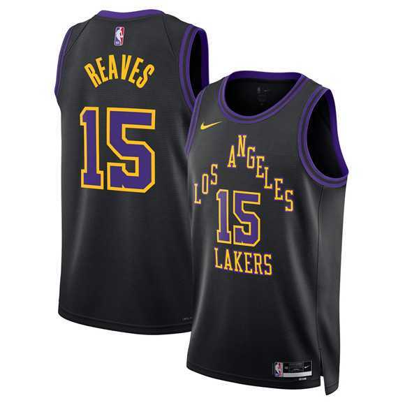 Men%27s Los Angeles Lakers #15 Austin Reaves Black 2025-26 City Edition Stitched Jersey Dzhi