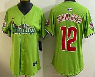 Women%27s Philadelphia Phillies #12 Kyle Schwarber Light Green Fashion Cool Base Jersey