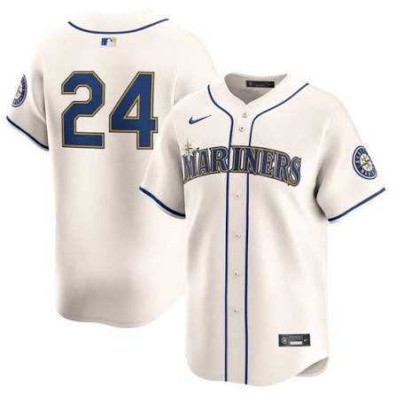 Men%27s Seattle Mariners #24 Ken Griffey Jr. Cream Cool Base Jersey Dzhi