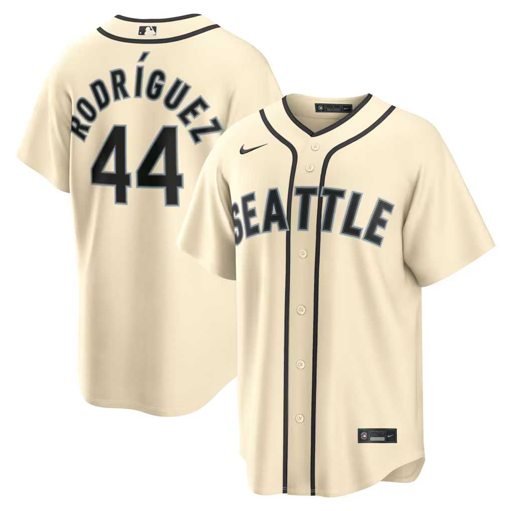 Men%27s Seattle Mariners #44 Julio Rodriguez Alternate Cream Jersey Dzhi