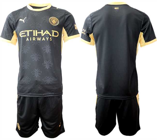 Men%27s Manchester City Custom 2026-27 Black Away Soccer Jersey Suit