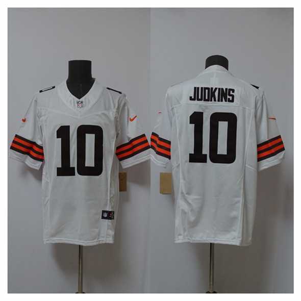 Men%27s Cleveland Browns #10 Quinshon Judkins White 2025 Draft F.U.S.E. Vapor Limited Stitched Jersey