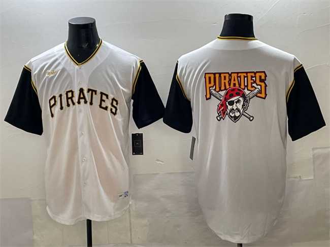 Men%27s Pittsburgh Pirates Team Big Logo White Cool Base Stitched Jersey