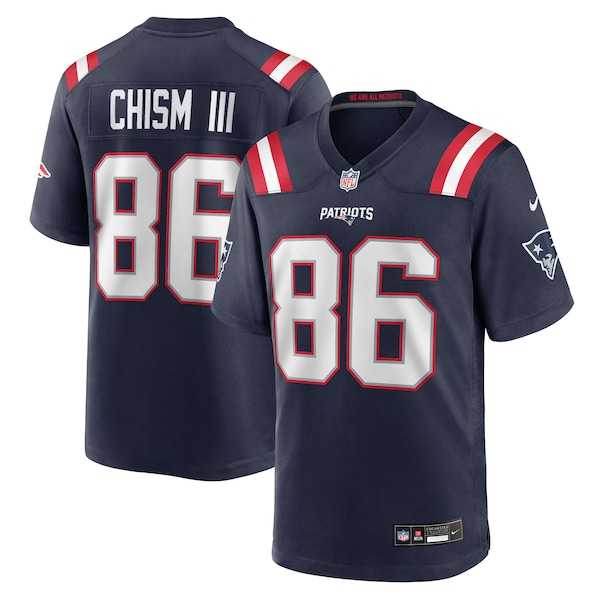 Men%27s New England Patriots #86 Efton Chism III Nike Navy Team Game Jersey Dzhi