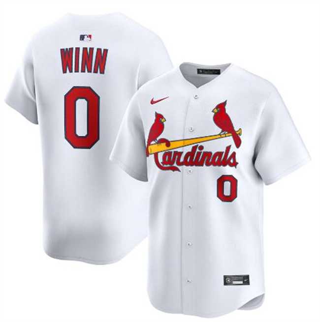 Men%27s St. Louis Cardinals #0 Masyn Winn White Home Limited Stitched Jersey Dzhi