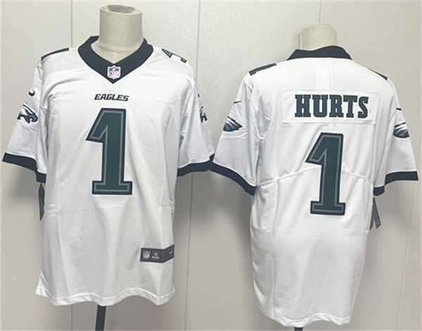 Men%27s Philadelphia Eagles #1 Jalen Hurts White 2024 New Vapor Untouchable Limited Stitched Jersey