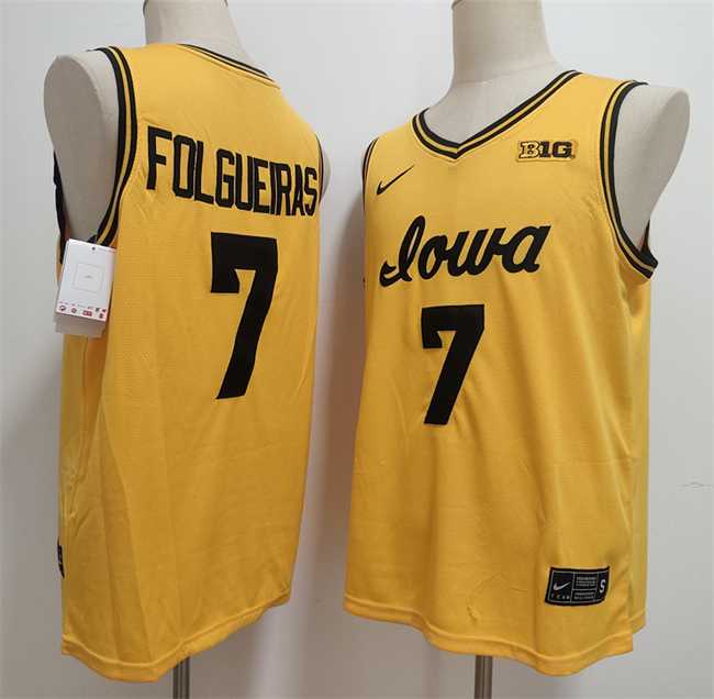 Men%27s Iowa Hawkeyes #7 Alvaro Folgueiras Yellow Stitched Jersey