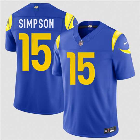 Men%27s Los Angeles Rams #15 Ty Simpson Royal 2026 Draft F.U.S.E. Vapor Limited Stitched Jersey