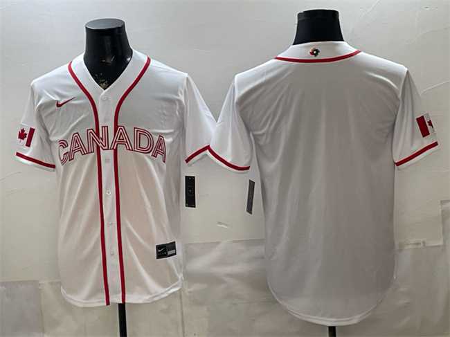 Men%27s Canada Blank White 2026 World Baseball Classic Home Stadium Stitched Jersey