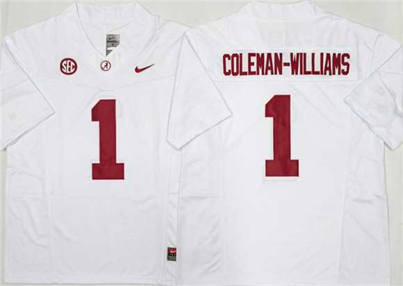 Men%27s Alabama Crimson Tide #1 Ryan Alexander Coleman-Williams Jr White 2026 F.U.S.E Stitched Jersey