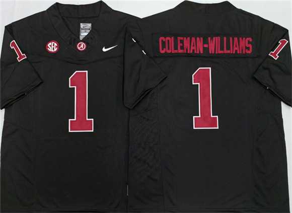 Men%27s Alabama Crimson Tide #1 Ryan Alexander Coleman-Williams Jr Black 2026 F.U.S.E Stitched Jersey