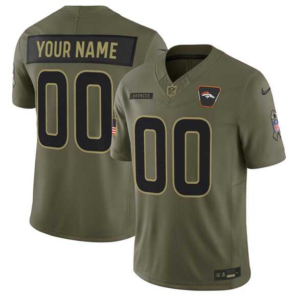 Men%27s Denver Broncos Active Player Custom Olive 2025 Salute to Service Limited Stitched Jersey