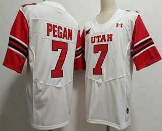 Men%27s Utah Utes #7 Braden Pegan White College Jersey