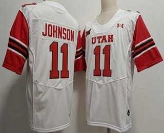 Men%27s Utah Utes #11 Ricky Johnson White College Jersey
