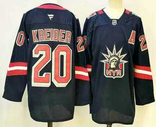 Men%27s New York Rangers #20 Chris Kreider Navy Reverse Retro Authentic Jersey