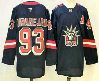 Men%27s New York Rangers #93 Mika Zibanejad Navy Reverse Retro Authentic Jersey