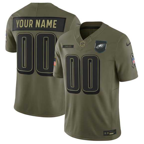 Men%27s Philadelphia Eagles Active Player Custom Olive 2025 Salute to Service Limited Stitched Jersey