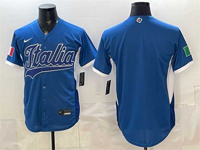 Men%27s Italy Blank Blue 2026 World Baseball Classic Home Stadium Stitched Jersey