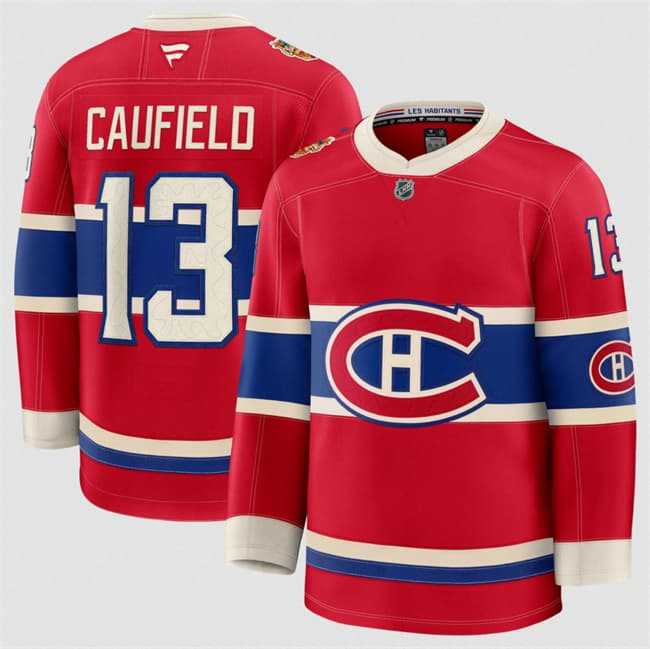 Men%27s Montreal Canadiens #13 Cole Caufield Red 2026 Heritage Classic Premium Stitched Jersey Dzhi