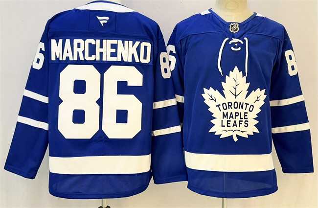 Men%27s Toronto Maple Leafs #86 Kirill Marchenko Blue 2026 Stitched Hockey Jersey