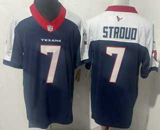 Men%27s Houston Texans #7 CJ Stroud Navy Blue Limited Thanksgiving Fashion FUSE Jersey
