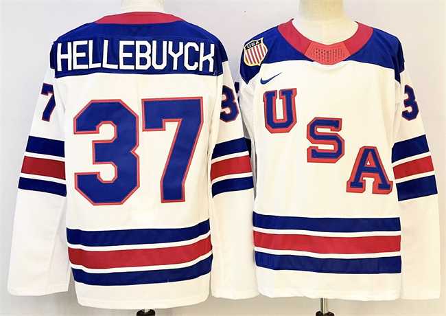 Men%27s USA #37 Connor Hellebuyck White 2025-2026 Stitched Jersey
