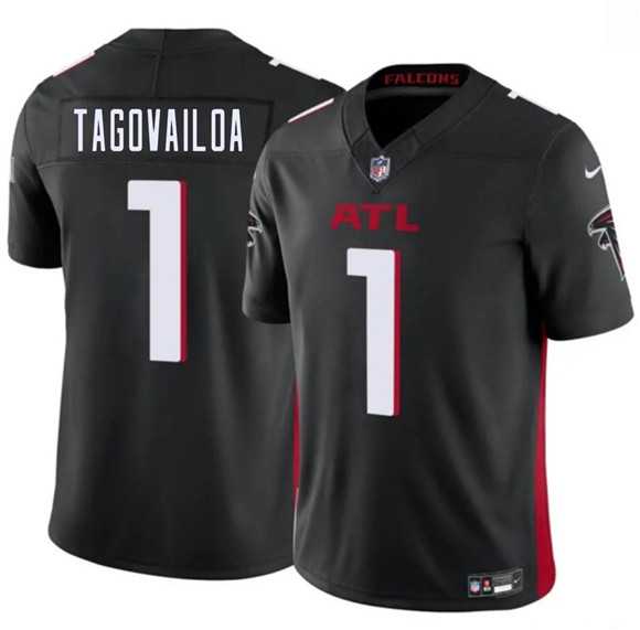 Men%27s Atlanta Falcons #1 Tua Tagovailoa Black 2026 F.U.S.E. Vapor Untouchable Limited Stitched Jersey Dzhi