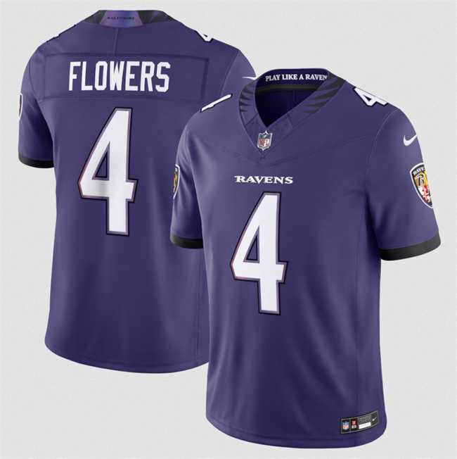 Men%27s Baltimore Ravens #4 Zay Flowers Purple 2026 F.U.S.E Vapor Stitched Limited Jersey Dzhi