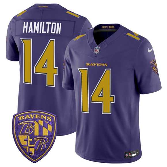 Men%27s Baltimore Ravens #14 Kyle Hamilton Purple 2026 F.U.S.E. Alternate Vapor Limited Stitched Jersey Dzhi